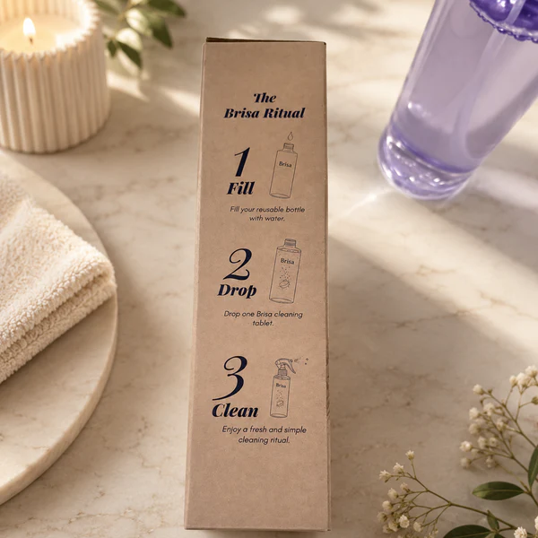 Lavender Cleaning Kit - Refillable Spray Bottle with 4 Multi Purpose Cleaning Tablets