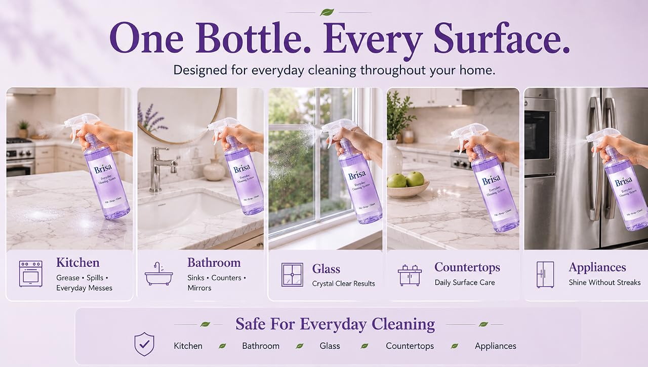 Lavender Cleaning Kit - Refillable Spray Bottle with 4 Multi Purpose Cleaning Tablets